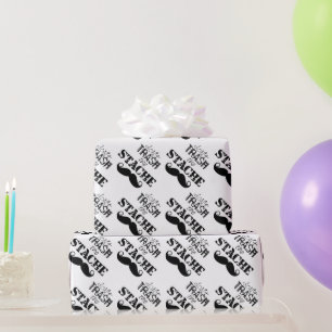 Don't Trash the Stache Moustache Retro Hipster Wrapping Paper