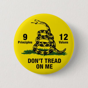 Don't Tread on Me Flag 9 Principles 12 Values 6 Cm Round Badge