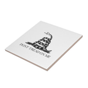 Don't tread on me Gadsden Flag BLACK WHITE Ceramic Tile