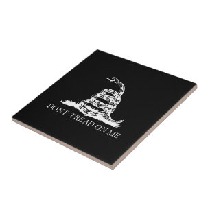 Don't tread on me Gadsden Flag BLACK WHITE Ceramic Tile