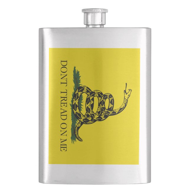 Don't Tread on Me Gadsden flag Hip Flask (Front)