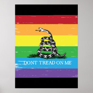 Don't tread on me Gadsden flag LGBT Rainbow grunge Poster