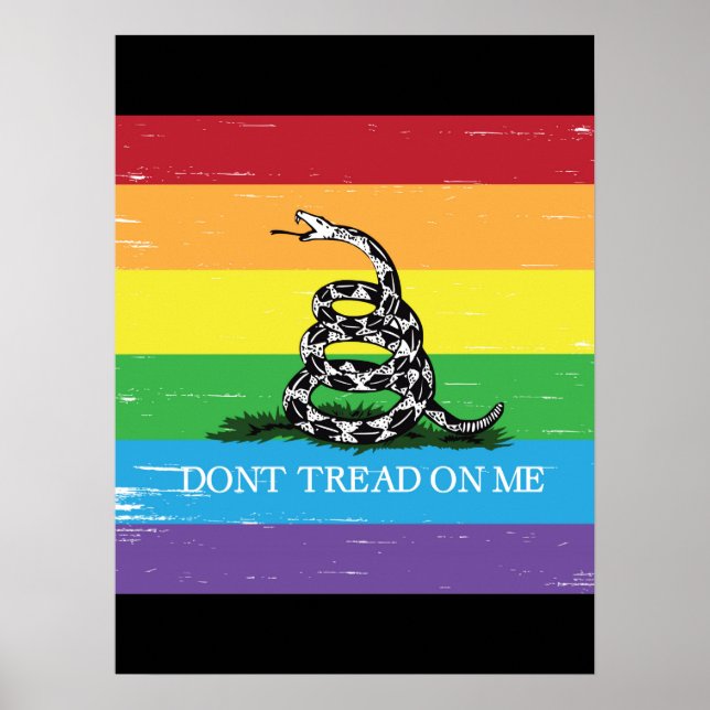 Don't tread on me Gadsden flag LGBT Rainbow grunge Poster (Front)