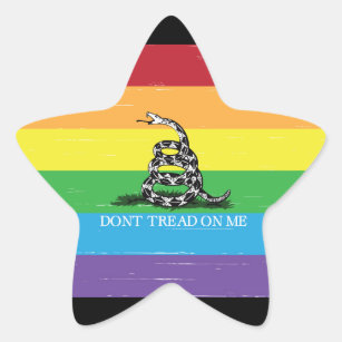Don't tread on me Gadsden flag LGBT Rainbow grunge Star Sticker
