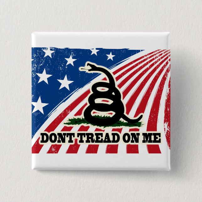 Don't Tread on Me, Gadsden flag, red white blue 15 Cm Square Badge (Front)