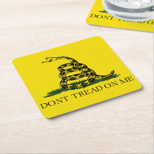 Don't Tread on Me Gadsden flag Square Paper Coaster