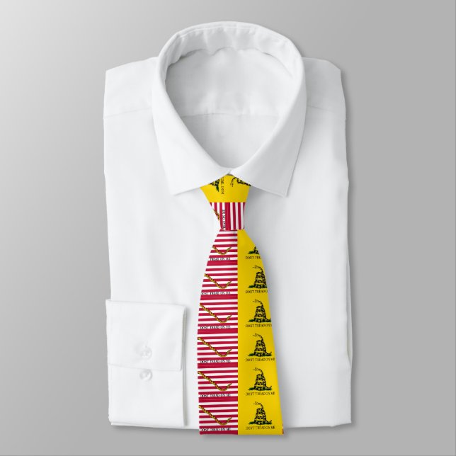 Dont Tread On Me - Gadsden & Navy Jack Flags Tie (Tied)