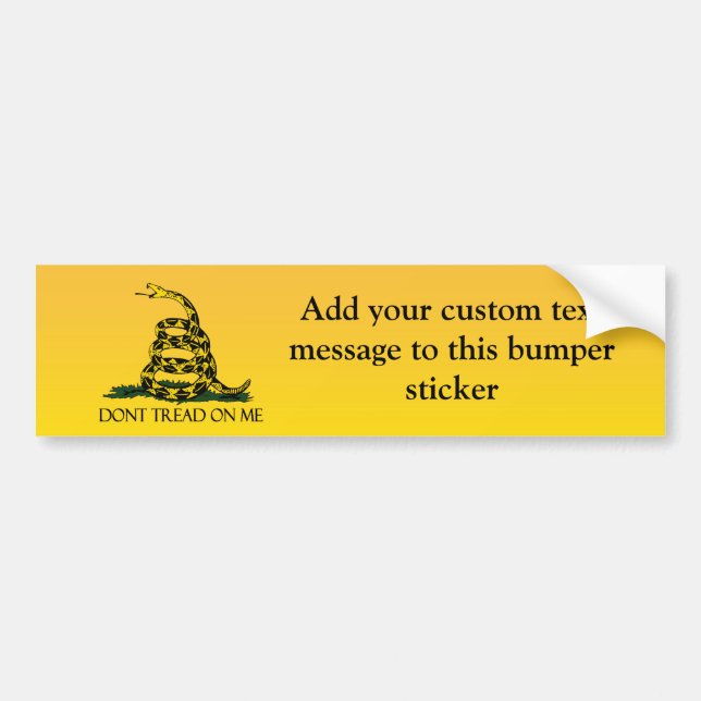 Don't Tread on Me, Yellow Gadsden Flag Ensign Bumper Sticker (Front)