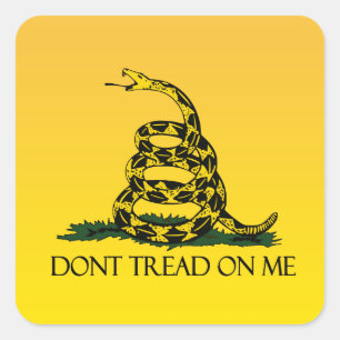 Don't Tread on Me, Yellow Gadsden Flag Ensign Square Sticker