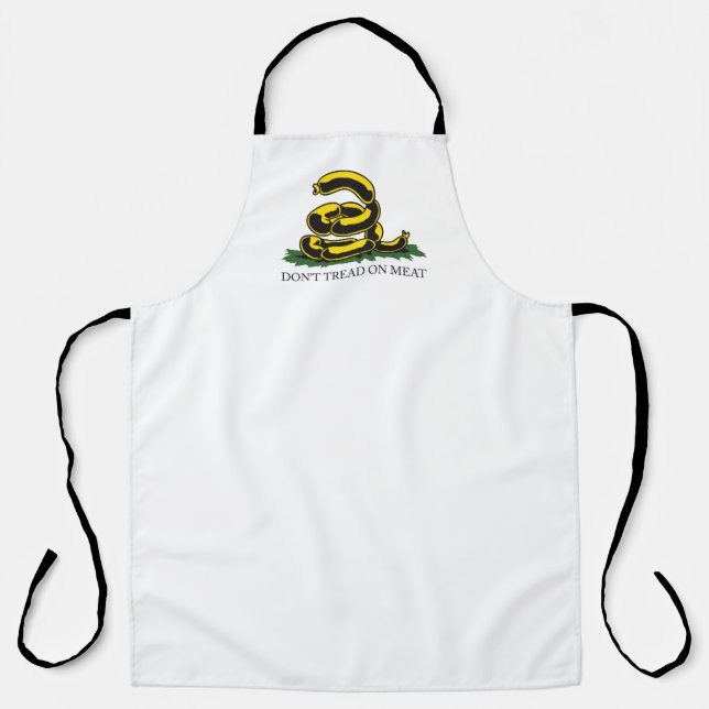 Don't tread on meat funny Gadsden flag parody meme Apron (Front)
