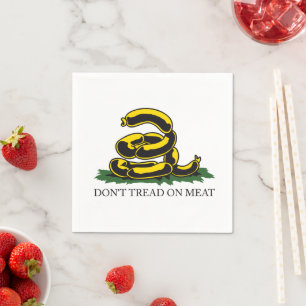 Don't tread on meat funny Gadsden flag parody meme Napkin