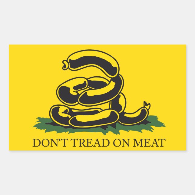 Don't tread on meat funny Gadsden flag parody meme Rectangular Sticker (Front)