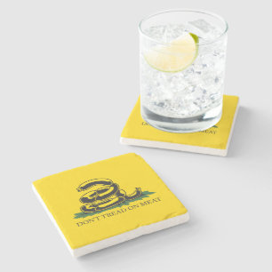 Don't tread on meat funny Gadsden flag parody meme Stone Coaster