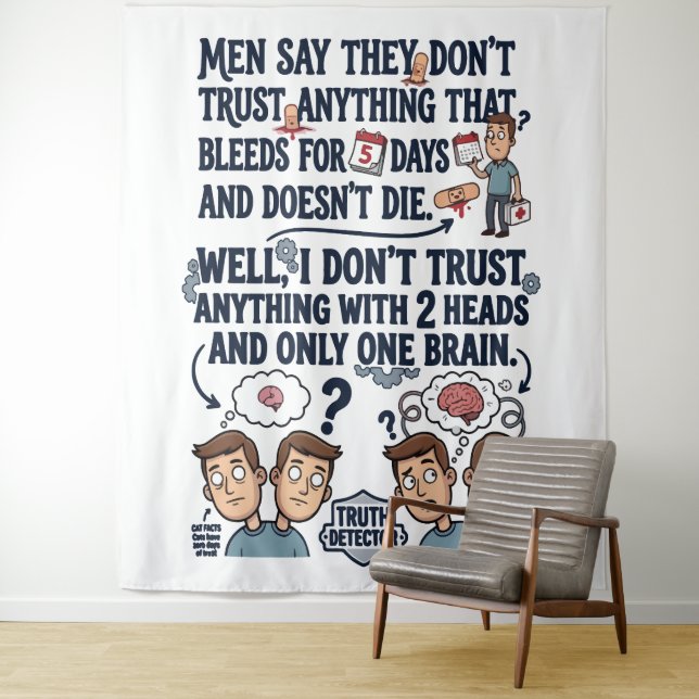 Don't Trust Two Heads One Brain Tapestry (In Situ)