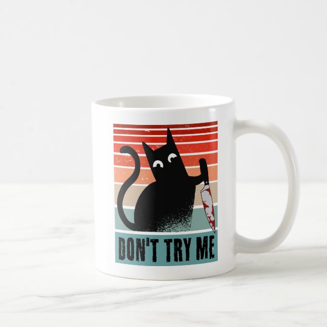 Don't try me, Moody Cat with knife Invitation Coffee Mug (Right)