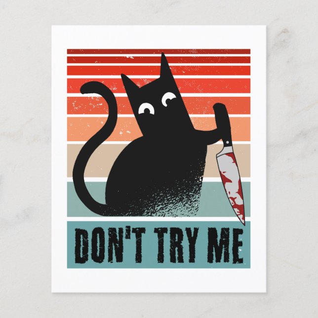 Don't try me, Moody Cat with knife Invitation Flyer (Front)