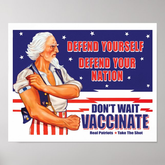Don't Wait Vaccinate Uncle Sam Retro Take The Shot Poster (Front)