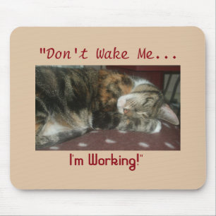 "Don't Wake Me...I'm Working" Cat Mouse Pad