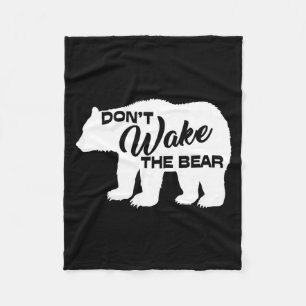 Don't Wake The Bear Funny Bear Silhouette Graphic  Fleece Blanket