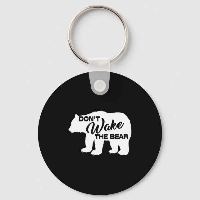 Don't Wake The Bear Funny Bear Silhouette Graphic  Key Ring (Front)