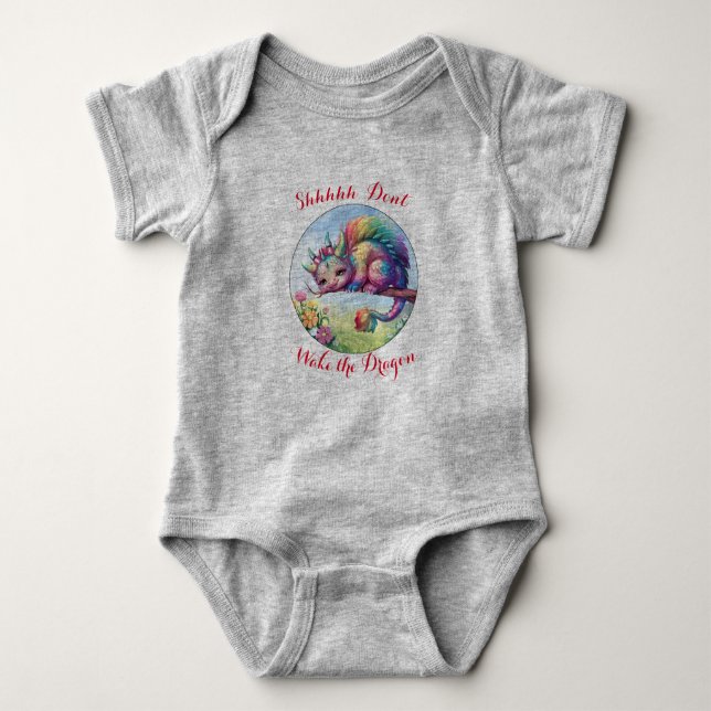 Don't Wake the Dragon Baby One Piece Baby Bodysuit (Front)