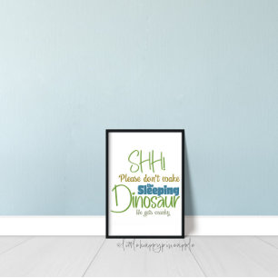 Don't Wake The Sleeping Dinosaur Kids Wall Art