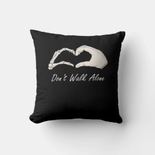 Don't Walk - White Classic - Skeleton Hands Hearts Cushion