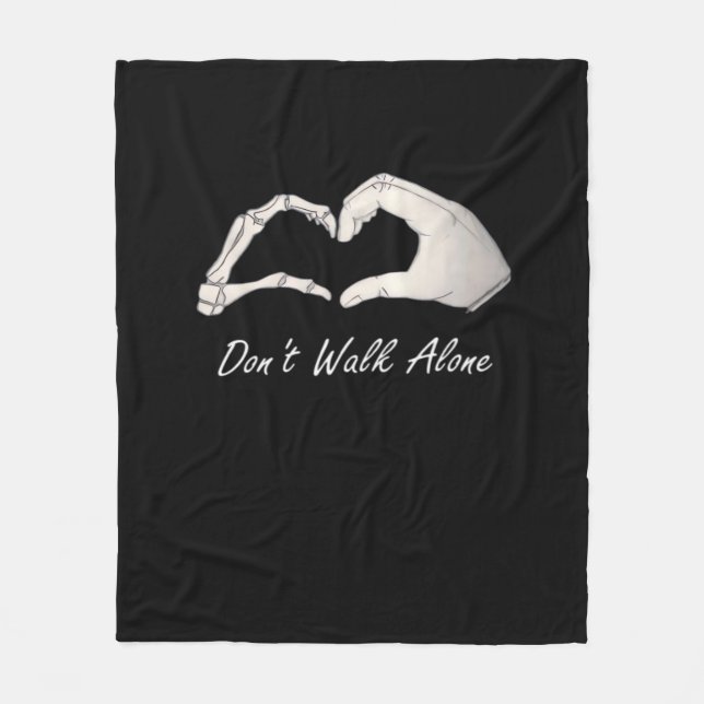 Don't Walk - White Classic - Skeleton Hands Hearts Fleece Blanket (Front)