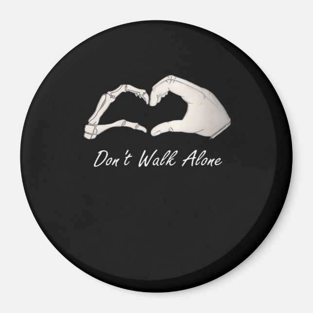Don't Walk - White Classic - Skeleton Hands Hearts Magnet (Front)
