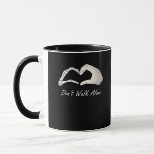 Don't Walk - White Classic - Skeleton Hands Hearts Mug