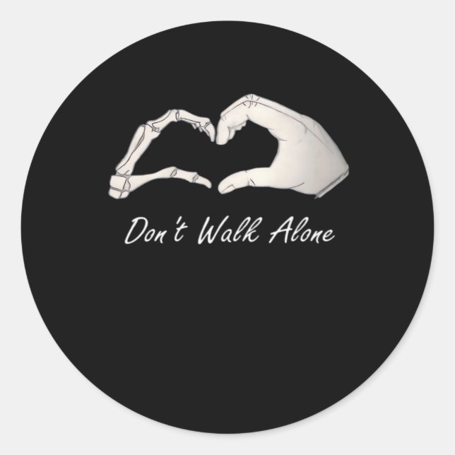 Don't Walk - White Classic - Skeleton Hands Hearts Round Sticker (Front)