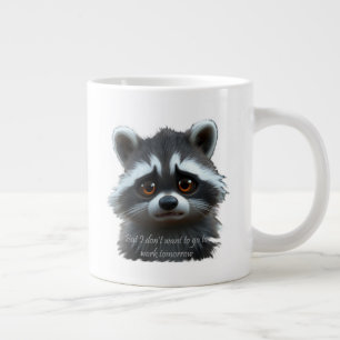 Don't wanna work Racoon Animal Large Coffee Mug