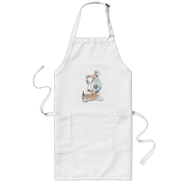 Don't Waste the Marinade, Funny Wine Art Gift Long Apron (Front)