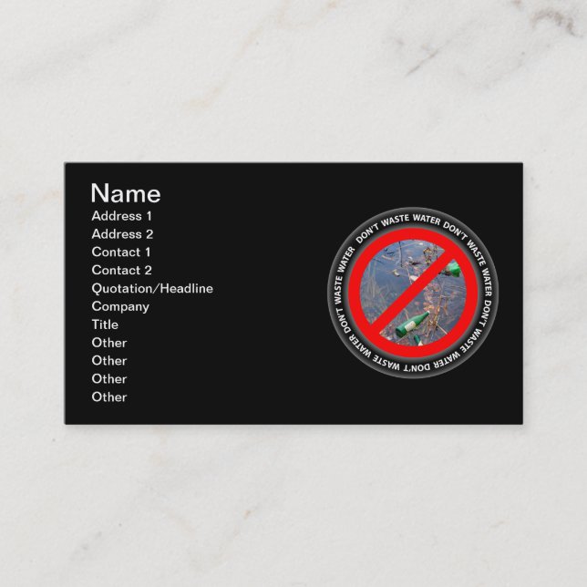 Don't waste water business card (Front)