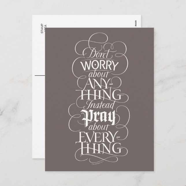 DON'T WORRY about anything - Christian Calligraphy Holiday Postcard (Front/Back)