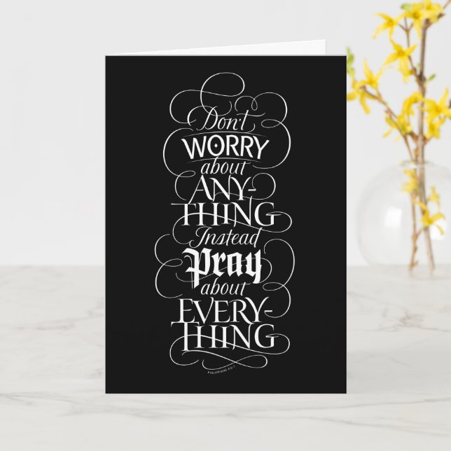 DON'T WORRY about anything - Religious Calligraphy Card (Yellow Flower)