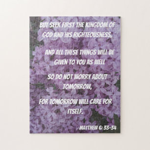Don't Worry About Tommorrow Bible Verse Jigsaw Puzzle