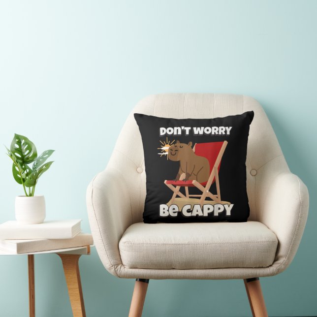 Don't Worry Be Cappy, Cute Capybara Gift Animal  Cushion (Chair)