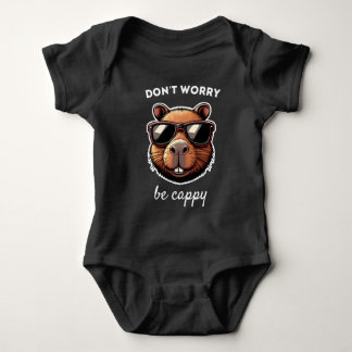 Dont Worry Be Cappy Cute Capybara Gift Baby Bodysuit