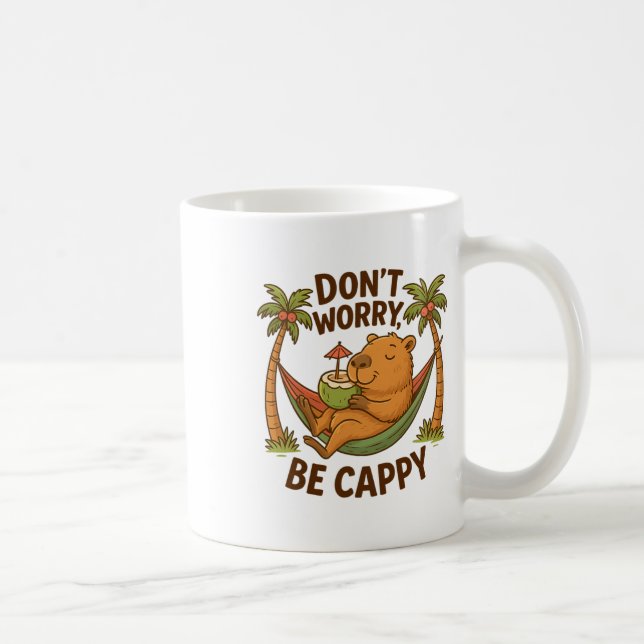 Don't Worry Be Cappy Funny Capyra Summer Vacation  Coffee Mug (Right)