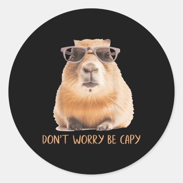 Dont Worry Be Capy Capybara  Classic Round Sticker (Front)