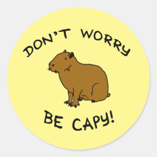 Don't Worry Be Capy, Capybara Happiness Pun Classic Round Sticker