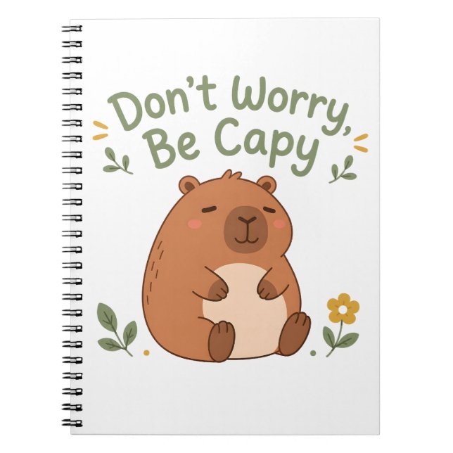 Don't Worry Be Capy Cute Capybara Notebook (Front)