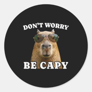 Dont worry be capy funny capybara classic round sticker