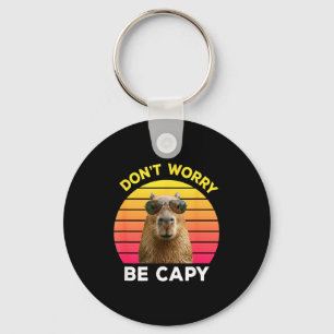 Dont worry be capy funny capybara key ring