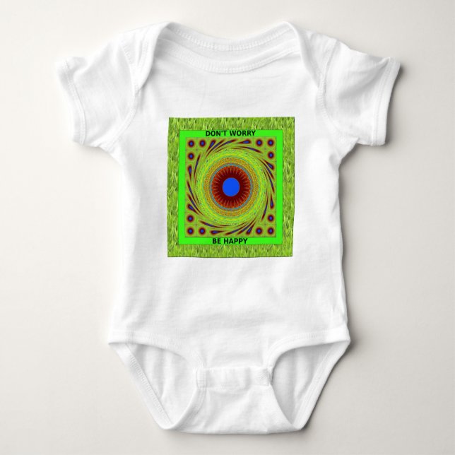 Don't Worry Be Happy Art Print Baby Bodysuit (Front)