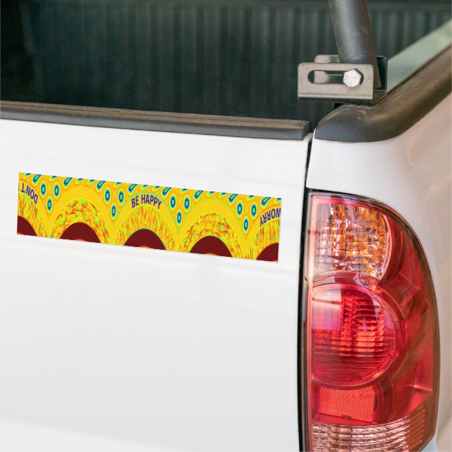 Don't Worry Be Happy Art Print Bumper Sticker (On Truck)
