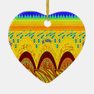 Don't Worry Be Happy Art Print Design Ceramic Ornament