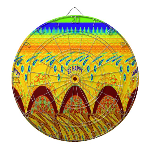 Don't Worry Be Happy Art Print Design Dartboard (Front)