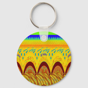 Don't Worry Be Happy Art Print Design Key Ring